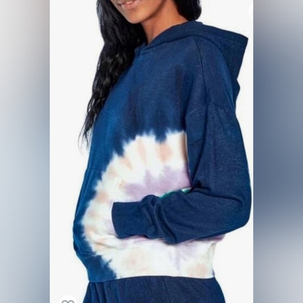NWT Wild fox Navy Blue Relaxed Fit Tie-Dye Hoodie XS-XL